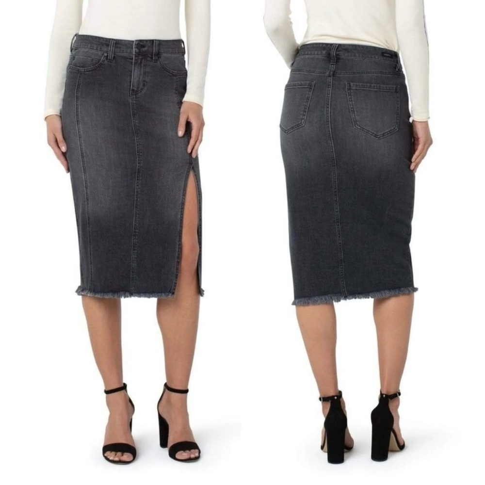 Liverpool Gray Midi Skirt